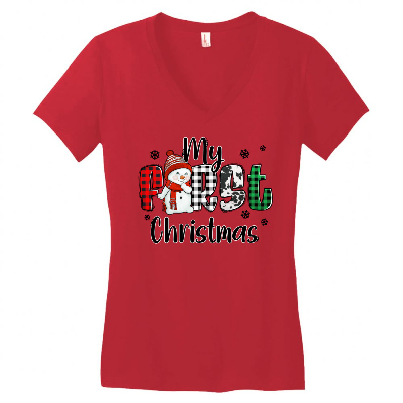 My First Christmas Baby Snowman Women's V-neck T-shirt | Artistshot