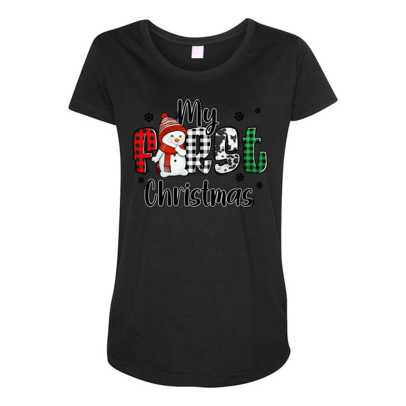 My First Christmas Baby Snowman Maternity Scoop Neck T-shirt | Artistshot