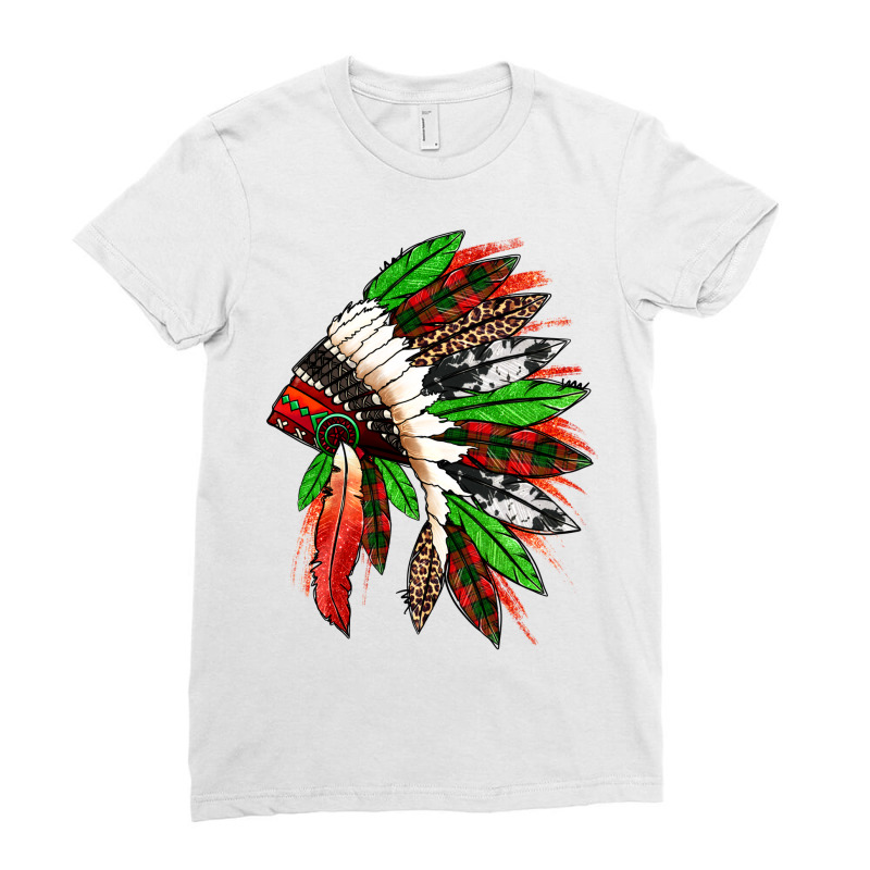 Western Christmas Native American Headdress Ladies Fitted T-shirt | Artistshot