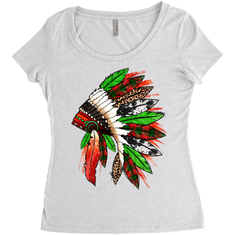 Western Christmas Native American Headdress Women's Triblend Scoop T-shirt | Artistshot