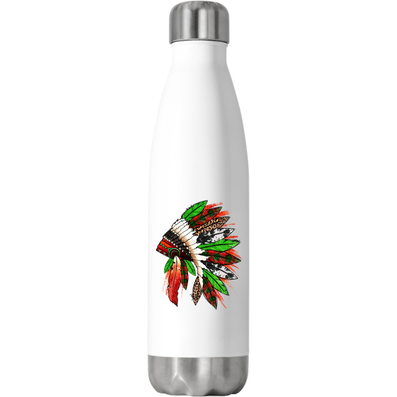 Western Christmas Native American Headdress Stainless Steel Water Bottle | Artistshot