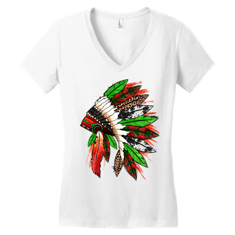 Western Christmas Native American Headdress Women's V-neck T-shirt | Artistshot