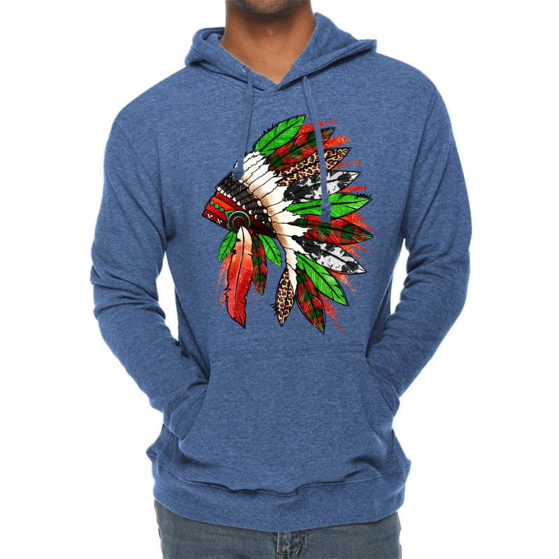 Western Christmas Native American Headdress Lightweight Hoodie | Artistshot