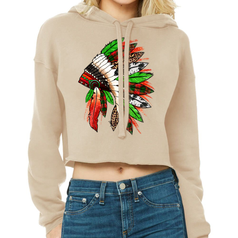 Western Christmas Native American Headdress Cropped Hoodie | Artistshot