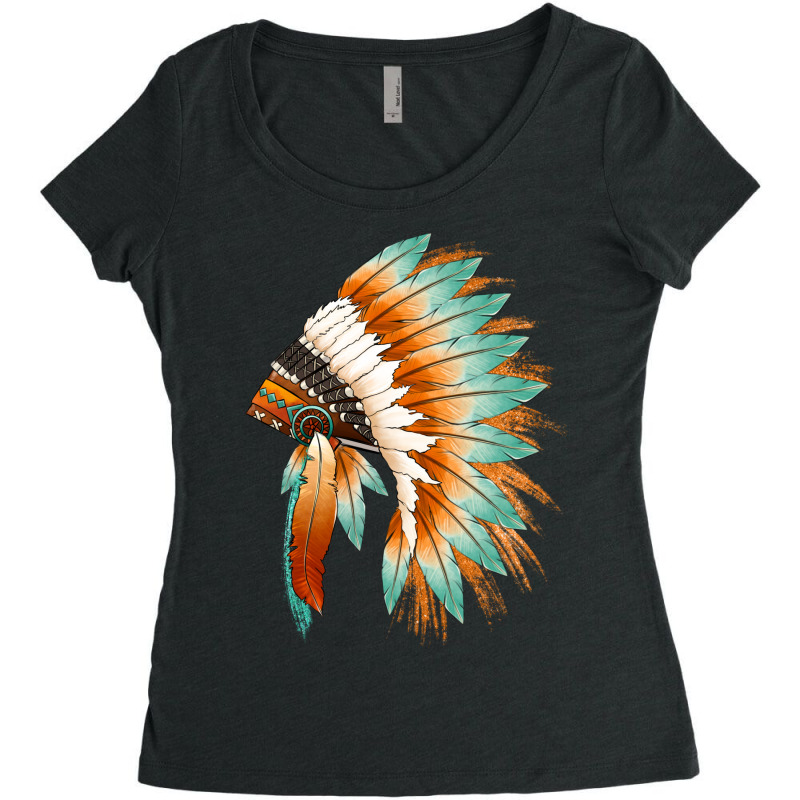 Western Headdress Native American Headdress Women's Triblend Scoop T-shirt | Artistshot