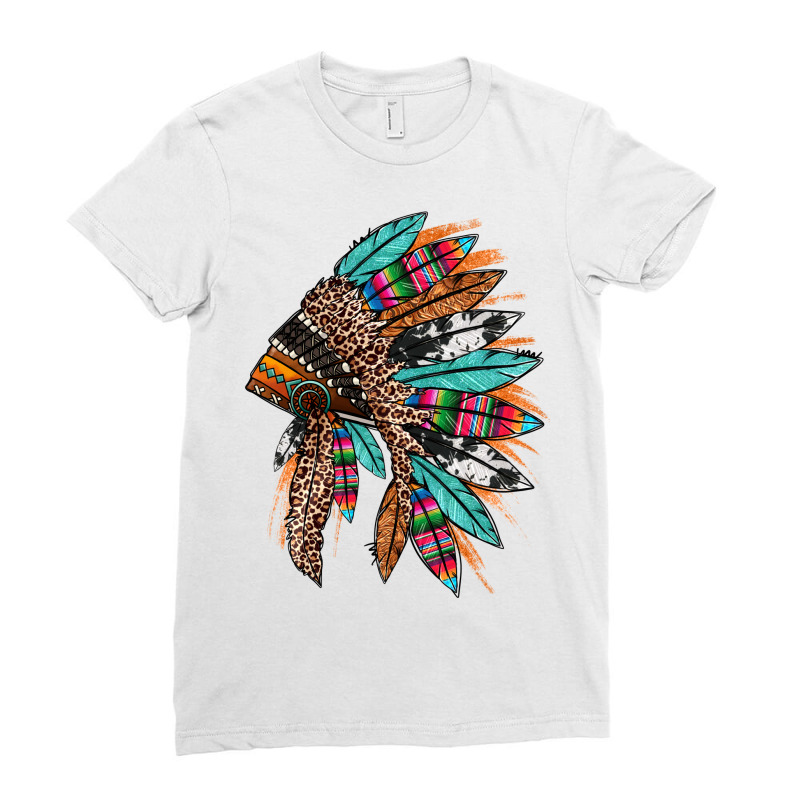 Western Patterned Headdress Native American Ladies Fitted T-shirt | Artistshot