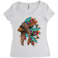 Western Patterned Headdress Native American Women's Triblend Scoop T-shirt | Artistshot