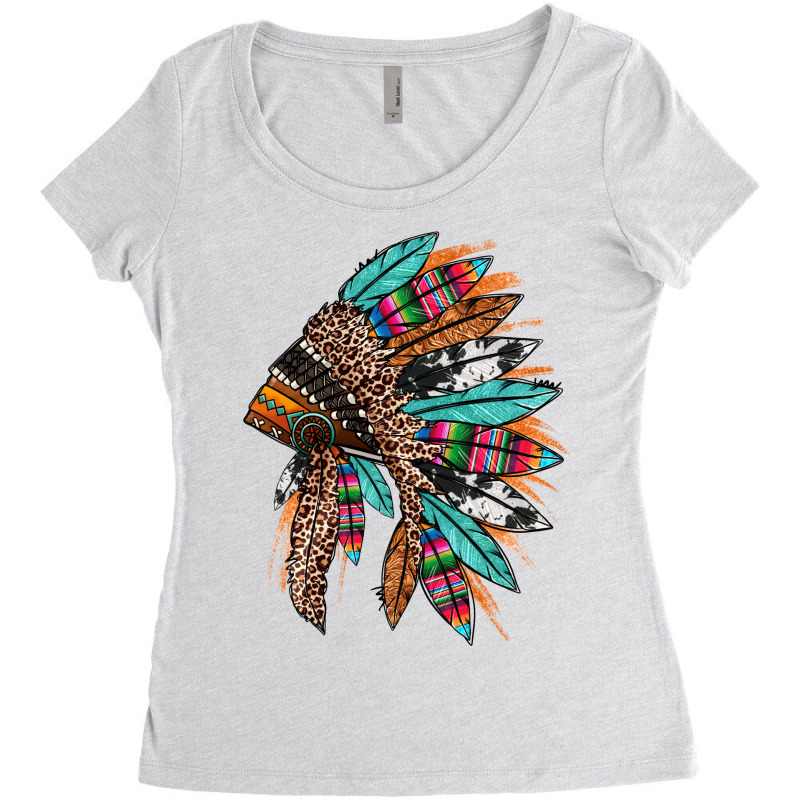 Western Patterned Headdress Native American Women's Triblend Scoop T-shirt | Artistshot