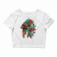 Western Patterned Headdress Native American Crop Top | Artistshot