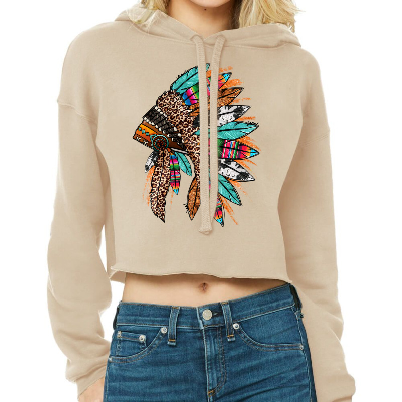 Western Patterned Headdress Native American Cropped Hoodie | Artistshot