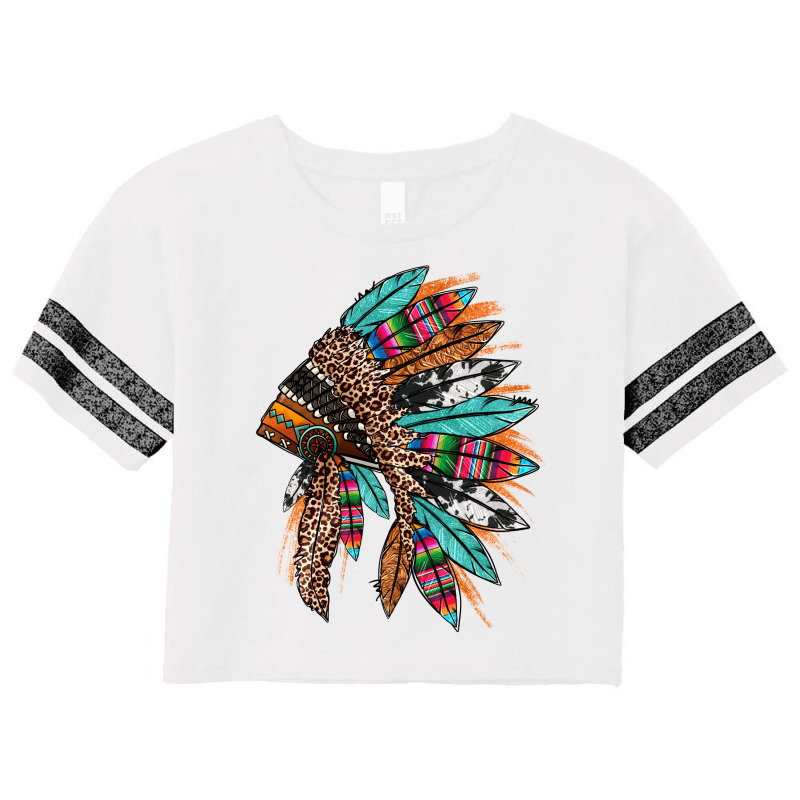 Western Patterned Headdress Native American Scorecard Crop Tee | Artistshot