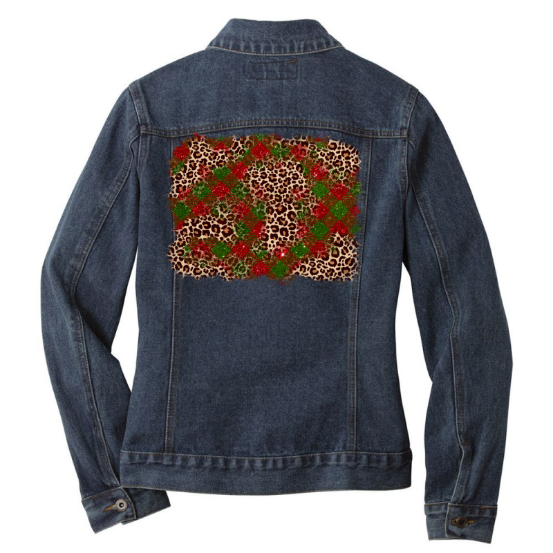 Christmas Background Ladies Denim Jacket | Artistshot