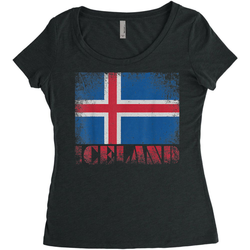 Icelandic Iceland Flag Shirt Vintage Country Distressed Gift T Shirt Women's Triblend Scoop T-shirt by yodishsaraveks | Artistshot