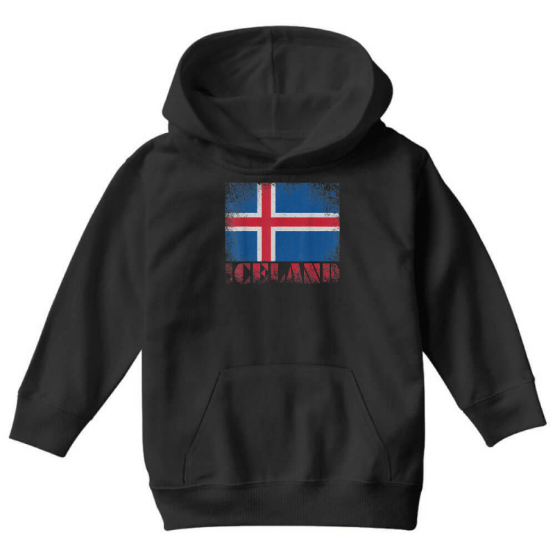 Icelandic Iceland Flag Shirt Vintage Country Distressed Gift T Shirt Youth Hoodie by yodishsaraveks | Artistshot