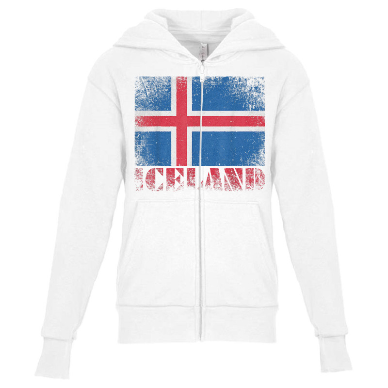 Icelandic Iceland Flag Shirt Vintage Country Distressed Gift T Shirt Youth Zipper Hoodie by yodishsaraveks | Artistshot