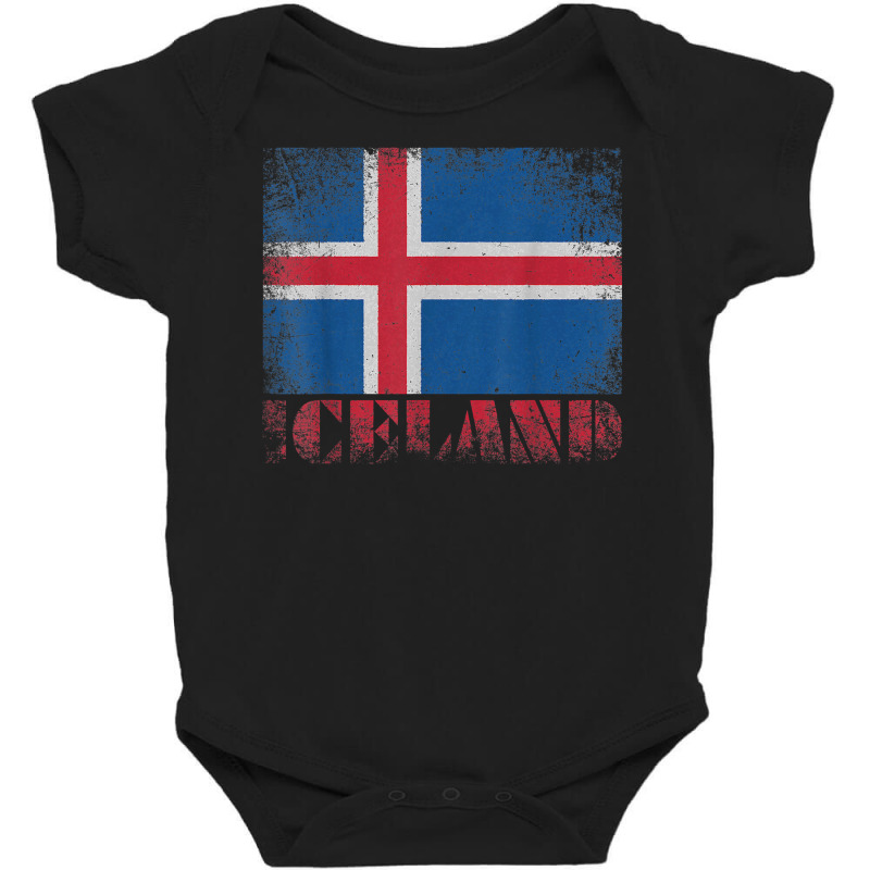 Icelandic Iceland Flag Shirt Vintage Country Distressed Gift T Shirt Baby Bodysuit by yodishsaraveks | Artistshot