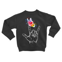 I Love You Hand Sign Language Butterfly Autism Awareness T Shirt Toddler Sweatshirt | Artistshot