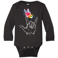 I Love You Hand Sign Language Butterfly Autism Awareness T Shirt Long Sleeve Baby Bodysuit | Artistshot