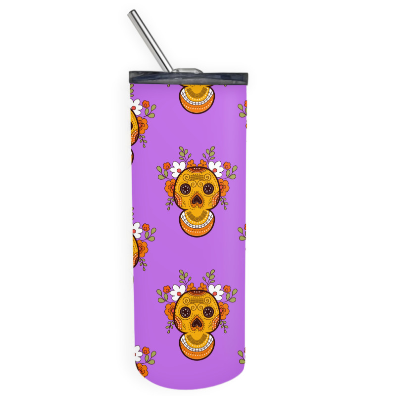 Orange Skull Skinny Tumbler | Artistshot