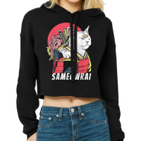 Japanese Cat Samurai Katana Sameowrai Anime Funny T Shirt Cropped Hoodie | Artistshot