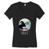 Aries Floral Zodiac For Dark Women's V-neck T-shirt | Artistshot