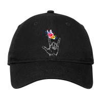 I Love You Hand Sign Language Butterfly Autism Awareness Adjustable Cap | Artistshot