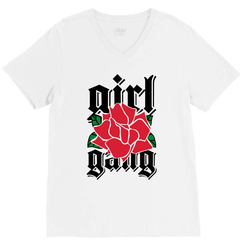 Rose Girl Gang For Light V-Neck Tee by autlu2024 | Artistshot