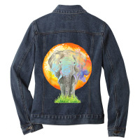 Colorful Elephant Art   Zookeeper Animal Lover Zoologist T Shirt Ladies Denim Jacket | Artistshot