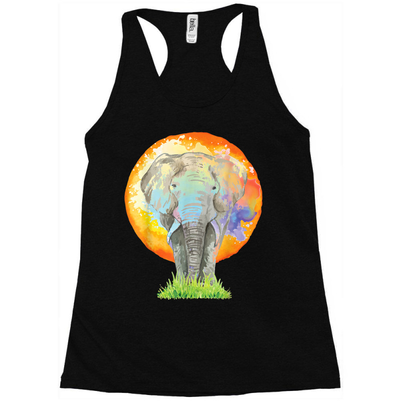 Colorful Elephant Art   Zookeeper Animal Lover Zoologist T Shirt Racerback Tank by PET LOVE | Artistshot