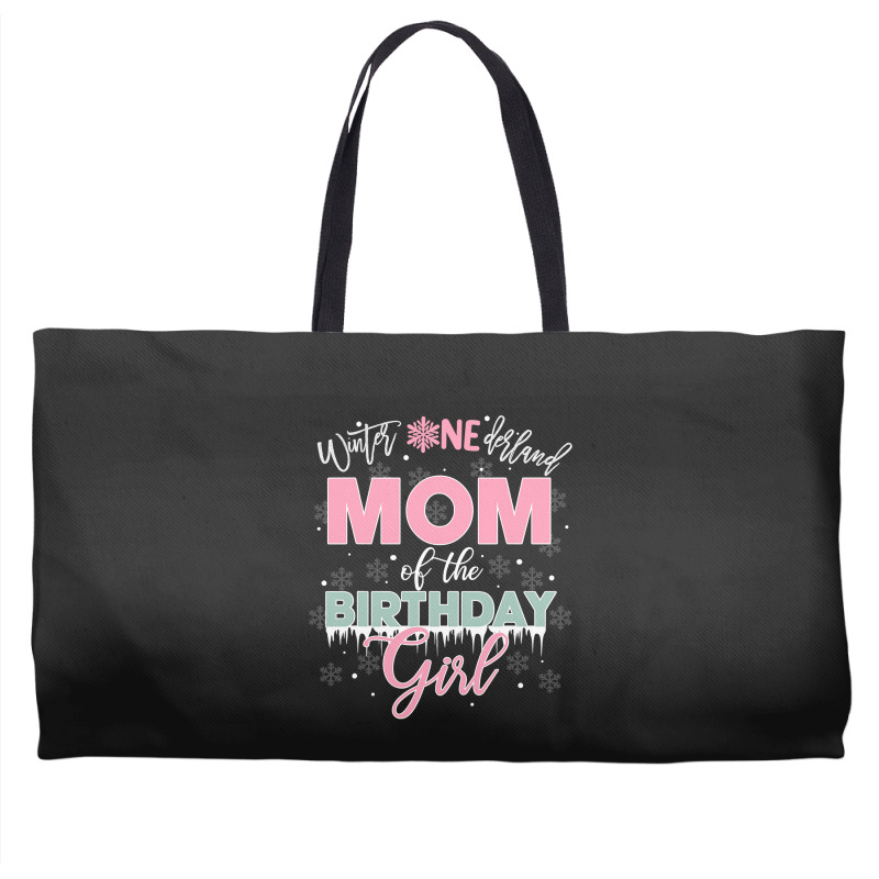 Mom Of The Birthday Girl Shirt Winter Onederland Family Weekender Totes | Artistshot