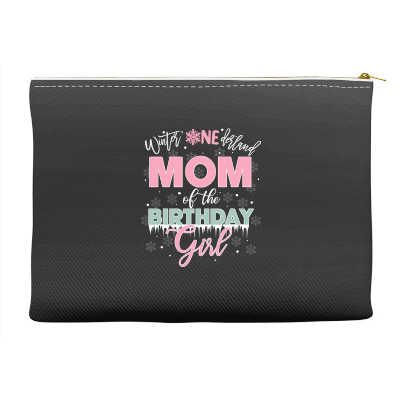 Mom Of The Birthday Girl Shirt Winter Onederland Family Accessory Pouches | Artistshot