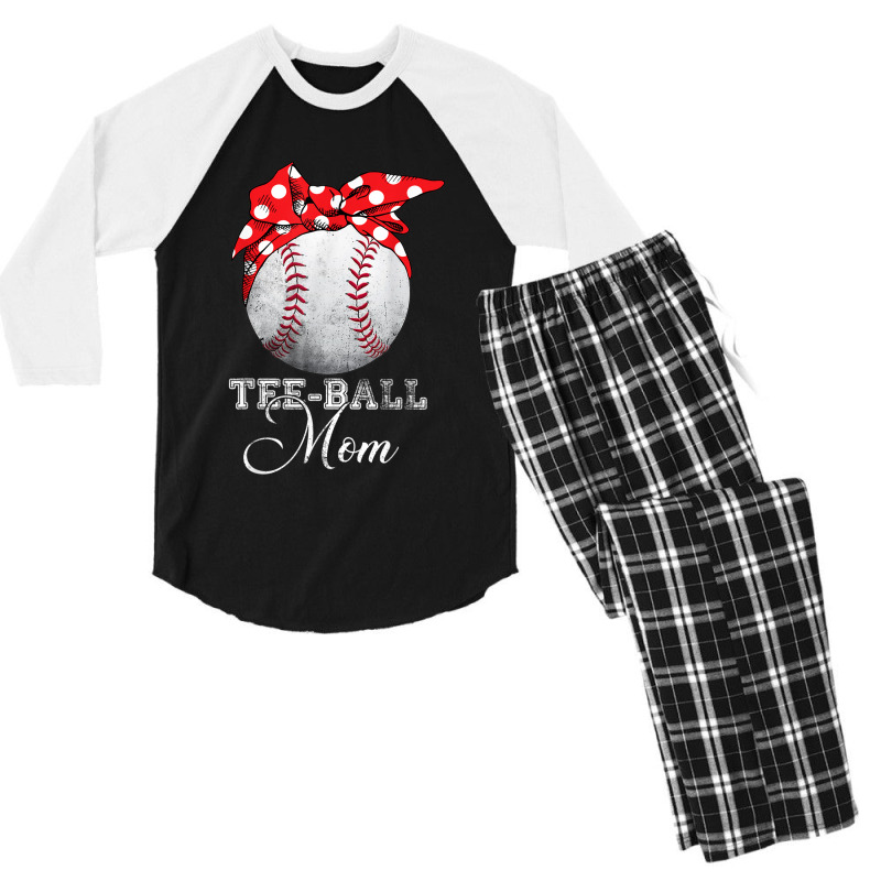 Baseball Headband Teeball Mom Tee Ball Mother Day Mothers T Shirt Men's 3/4 Sleeve Pajama Set by Great Tshirt | Artistshot