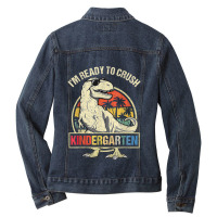 I'm Ready To Crush Kindergarten Dinosaur Boys Back To School Ladies Denim Jacket | Artistshot