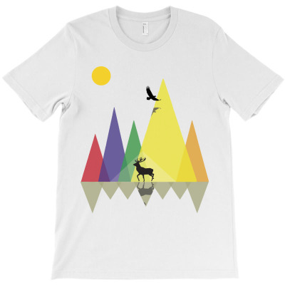 Wild Mountains Landscape Geometric T-shirt Designed By Party