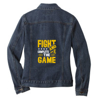 Fight And Complete The Game Ladies Denim Jacket | Artistshot