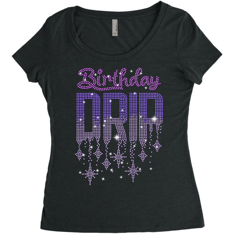 Woman Birthday Dripping Rhinestone For Girl For Mom Vintage Premium T Women's Triblend Scoop T-shirt by rostinoko | Artistshot