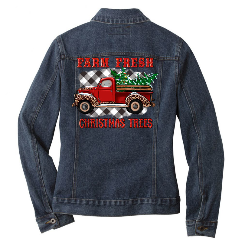 Farm Fresh Christmas Trees Ladies Denim Jacket by GaiasDesignStudioArt | Artistshot