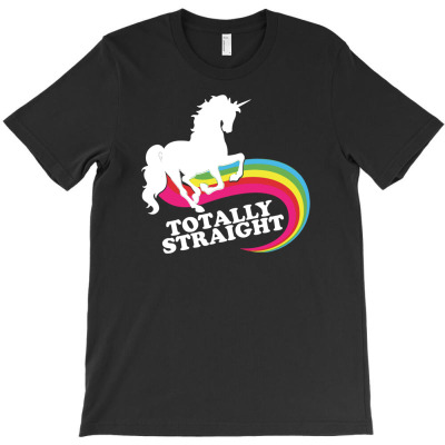 Totally Straight Funny Rainbow Unicorn T-shirt Designed By Wahyu Chaniago