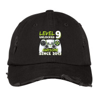 Nine 9yr Bday Son Boy Funny Gamer 9th 9 Years Old Birthday Vintage Cap | Artistshot