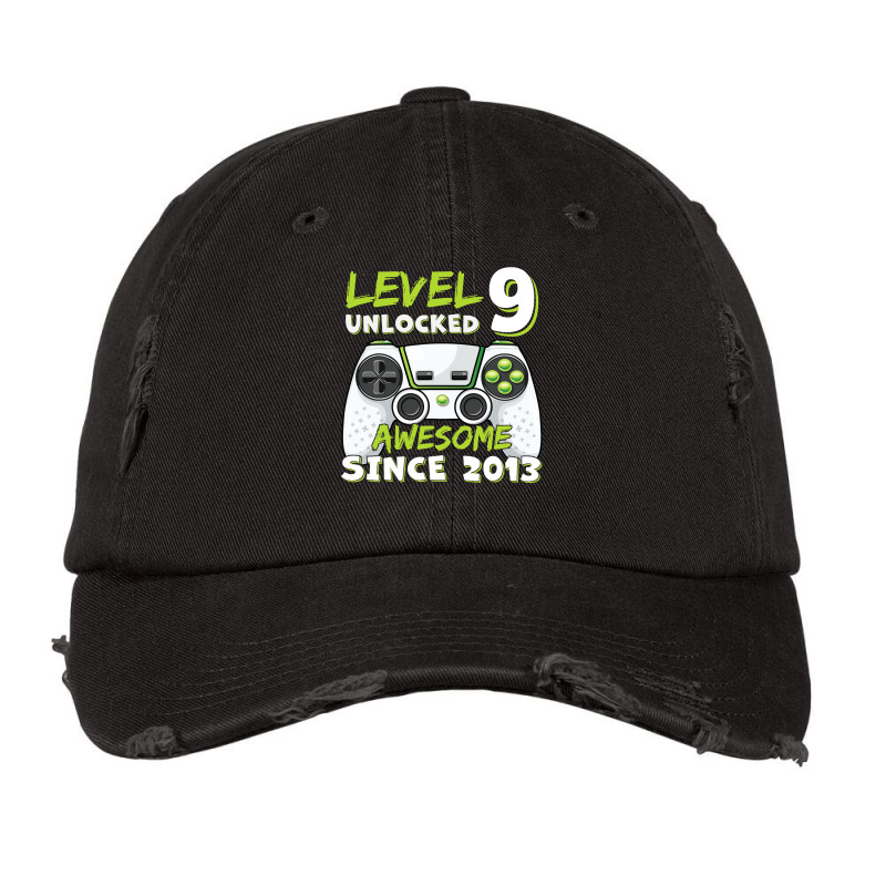 Nine 9yr Bday Son Boy Funny Gamer 9th 9 Years Old Birthday Vintage Cap by CUSER3146 | Artistshot