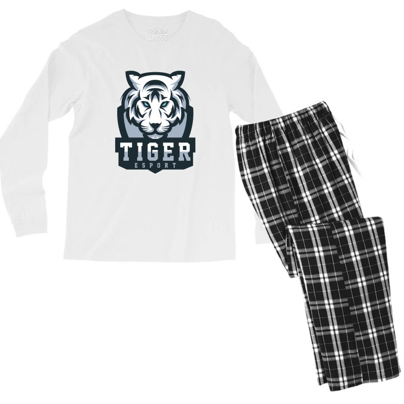 Tiger White Vector Men's Long Sleeve Pajama Set | Artistshot