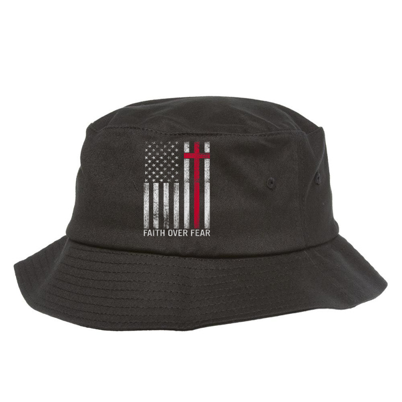 Faith Over Fears Cool Christian Cross American Usa Flag Gym Games Char Bucket Hat by Aria-Proctor | Artistshot