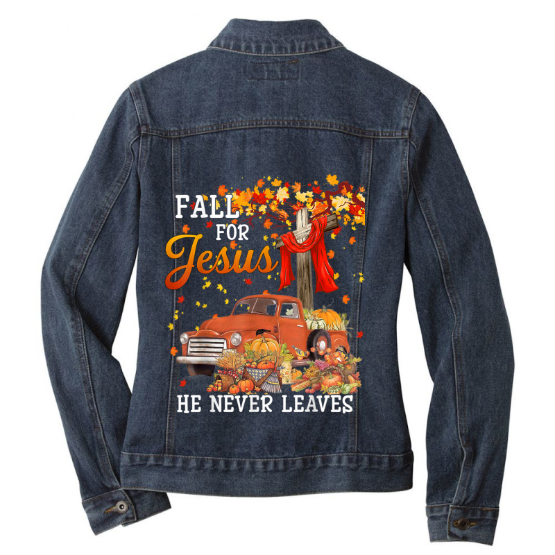 Fall For Jesus He Never Leaves - Cross Jesus Christian Lover Gift Men Ladies Denim Jacket by Aria-Proctor | Artistshot