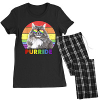 Funny Siberian Cat Rainbow Gay Pride Lgbtq T Shirt Women's Pajamas Set | Artistshot