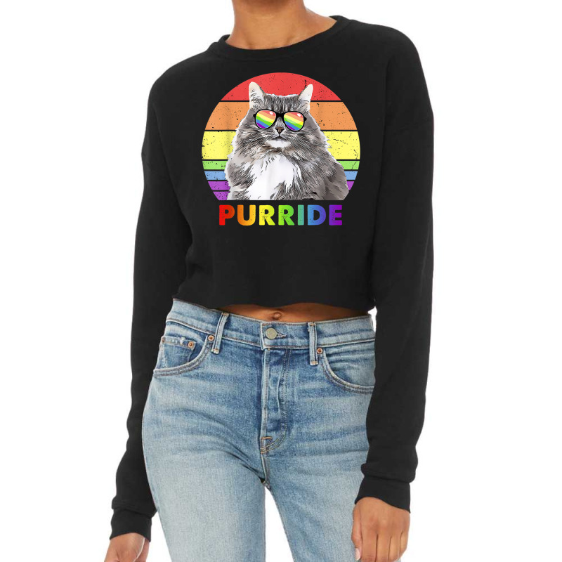 Funny Siberian Cat Rainbow Gay Pride Lgbtq T Shirt Cropped Sweater by PET LOVE | Artistshot