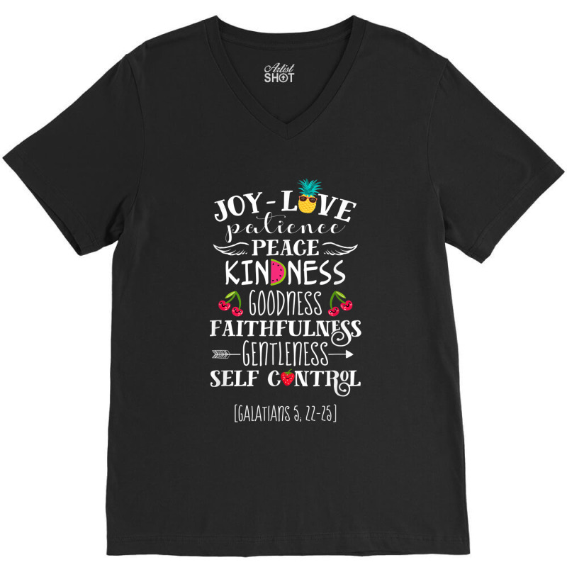 Fruit Of The Spirit Shirt Galatians 522-23 Bible Christian Birthday Gi V-Neck Tee by Aria-Proctor | Artistshot