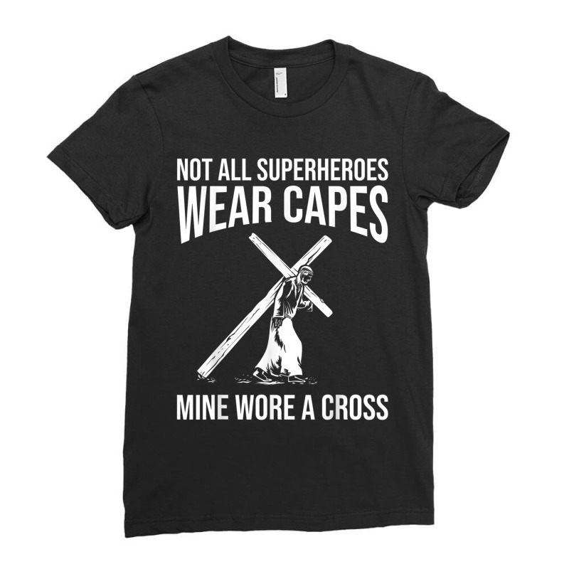 Funny Jesus Superhero Design Men Women Jesus Christ Cross Mens Funny Ladies Fitted T-Shirt by Aria-Proctor | Artistshot