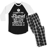 Paramedic Emt Gift Can Sedate And Paralyze Stupid Funny Ems Men's 3/4 Sleeve Pajama Set | Artistshot