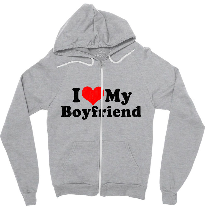 Custom I Love My Boyfriend Valentine's Day Zipper Hoodie By Vanode Art -  Artistshot