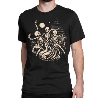 Halloween T  Shirt Skeletons Dancing Around A Fire Under The Moon T  S Classic T-shirt | Artistshot